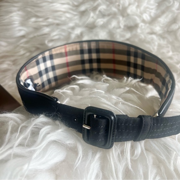 Burberry Heritage Monogram Motif Iconic Check Pattern Black Visor Hat*NWT - Picture 7 of 10